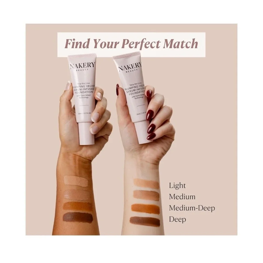 Nakery Skip the Line Instant Coverage Plumping Velvet Foundation  Medium  New